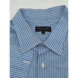 Robert Talbott Bespoke Dress Shirt Mens 20-37 Blue White Striped Cotton-